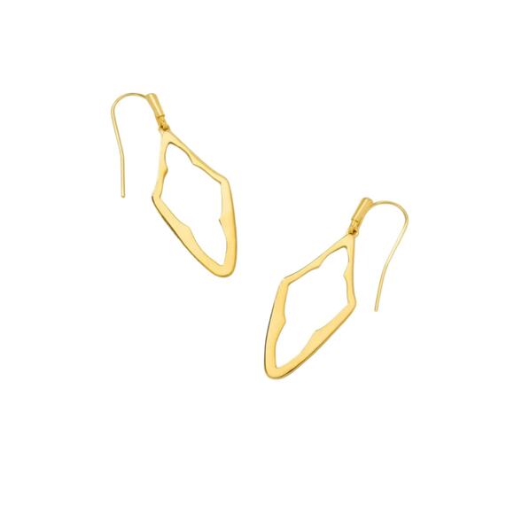 NWT! Kendra Scott Elongated Abbie Open Frame Earrings in Gold - Picture 2 of 5